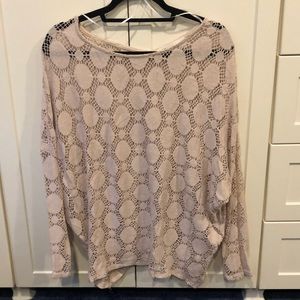 Tan crotchet sweater with buttons